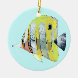 Ornamento De Cerâmica Peixe-Borboleta de Banda de Cobre