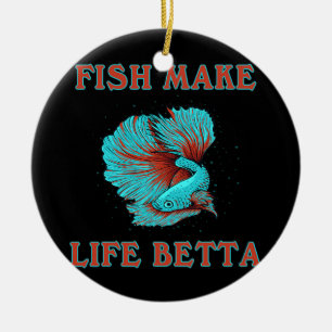 Ornamento De Cerâmica Peixe Torna A Vida Betta Engraçado Siamês Lutando
