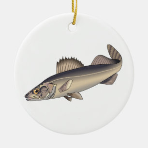 Ornamento De Cerâmica Peixe Walleye