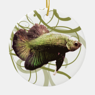 Ornamento De Cerâmica Peixes de combate Siamese de Betta da meia lua