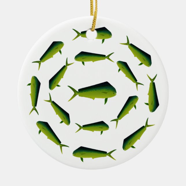 Ornamento De Cerâmica Peixes de Mahi Mahi - golfinho - Dorado (Frente)