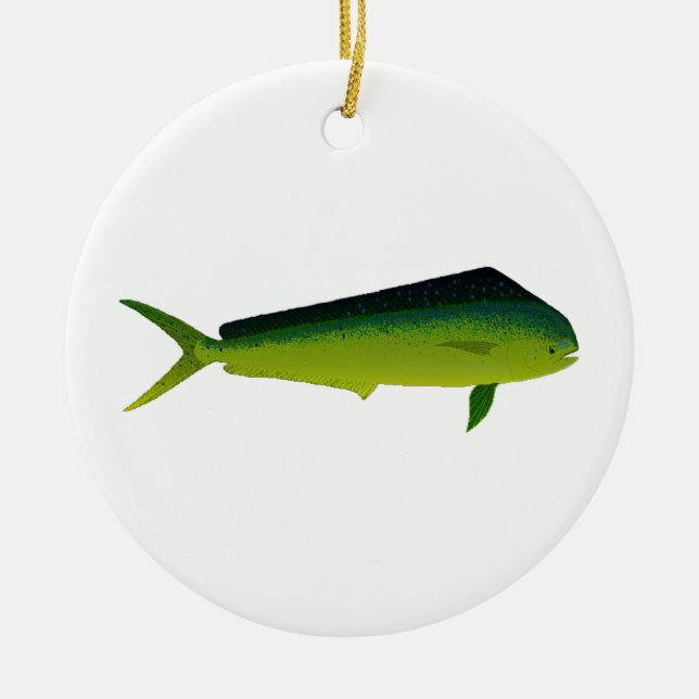 Ornamento De Cerâmica Peixes de Mahi Mahi - golfinho - Dorado (Frente)