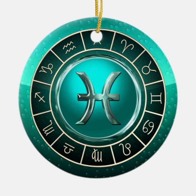 Ornamento De Cerâmica Peixes - o sinal astrológico dos peixes (Frente)
