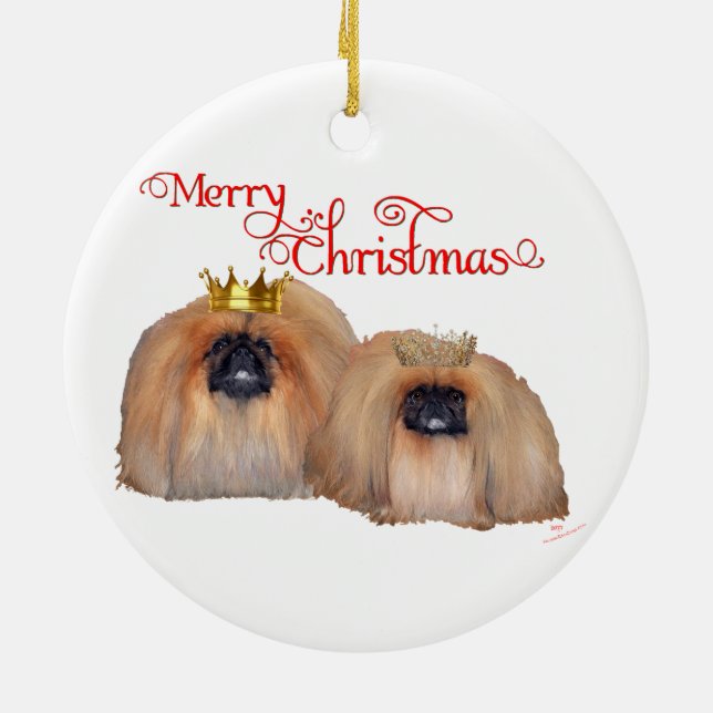 Ornamento De Cerâmica Pekingese Christmas (Traseira)