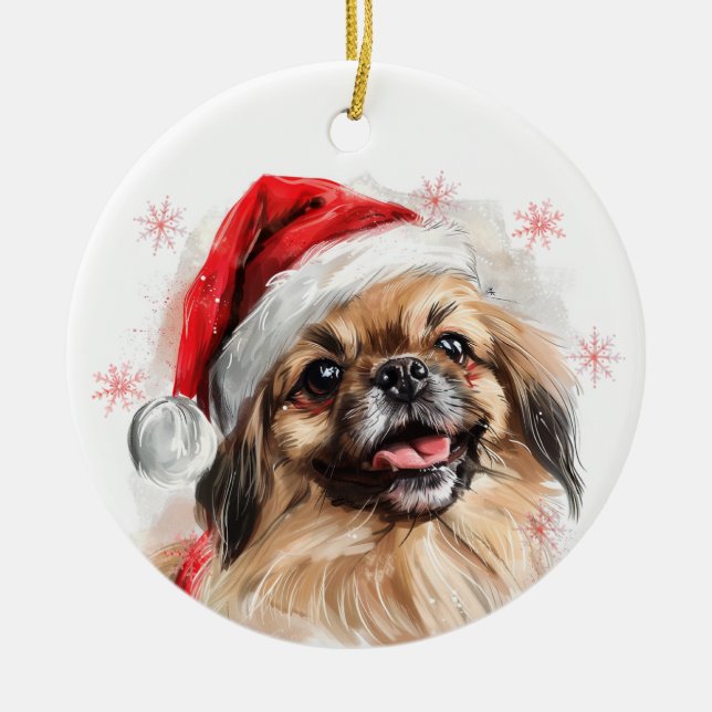 Ornamento De Cerâmica Pekingese Dog Christmas Personalized (Frente)