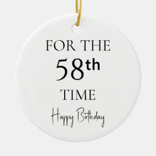 Ornamento De Cerâmica Pela 58ª Vez Feliz Aniversário