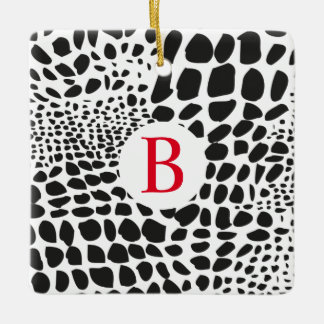 Ornamento De Cerâmica Pele Animal em Preto e Branco