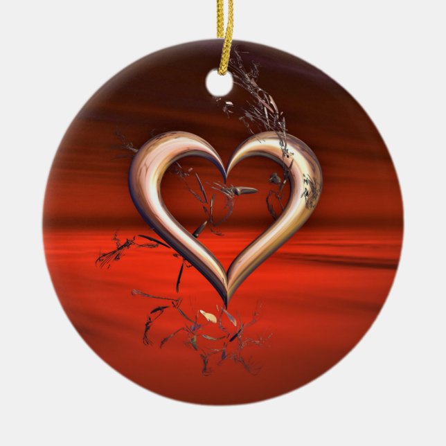 Ornamento De Cerâmica Pelo Amor do Vermelho (Frente)