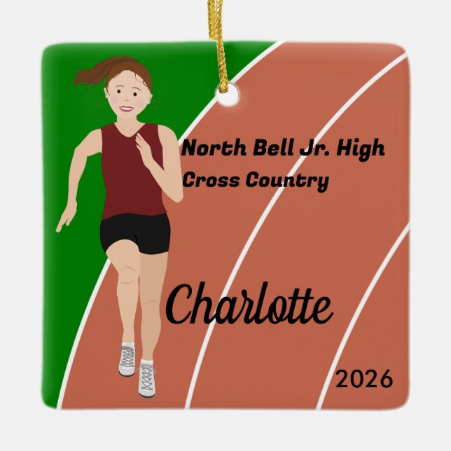 Ornamento De Cerâmica Pêlos castanhos da faixa e garotinha em preto marr (Frente)