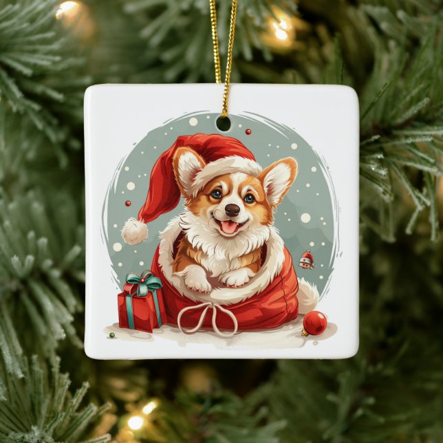 Ornamento De Cerâmica Pembroke de Natal Welsh Corgi Puppy (Árvore)
