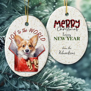Ornamento De Cerâmica Pembroke Welsh Corgi Joy para o Feriado Mundial