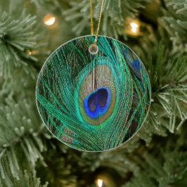 Ornamento De Cerâmica Pena azul indiana do pavão