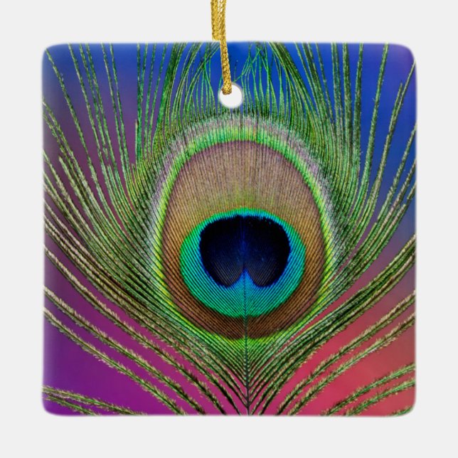 Ornamento De Cerâmica Pena de vela de pavão (Frente)