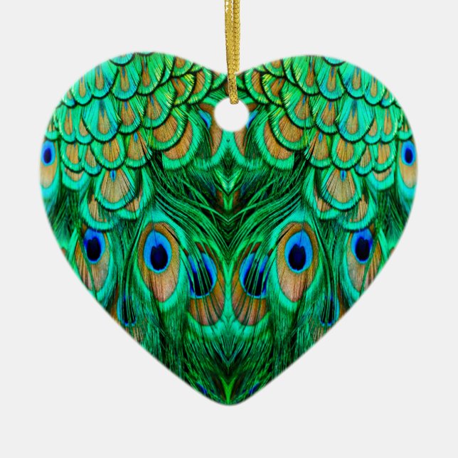 Ornamento De Cerâmica Penas de Pavão Gloriosas (Frente)