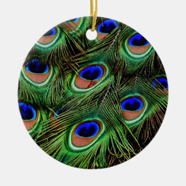 Ornamento De Cerâmica Penas de Peacock (Frente)
