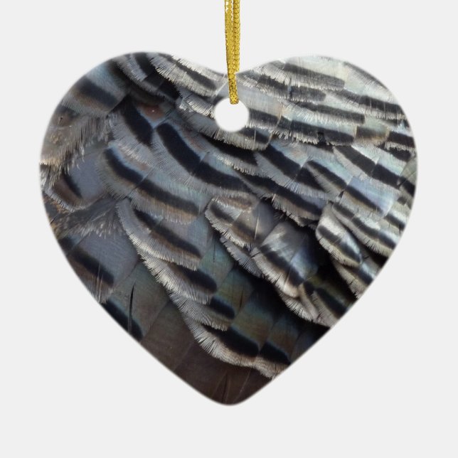 Ornamento De Cerâmica Penas Turcas Selvagens II Abstrato Nature Design (Frente)