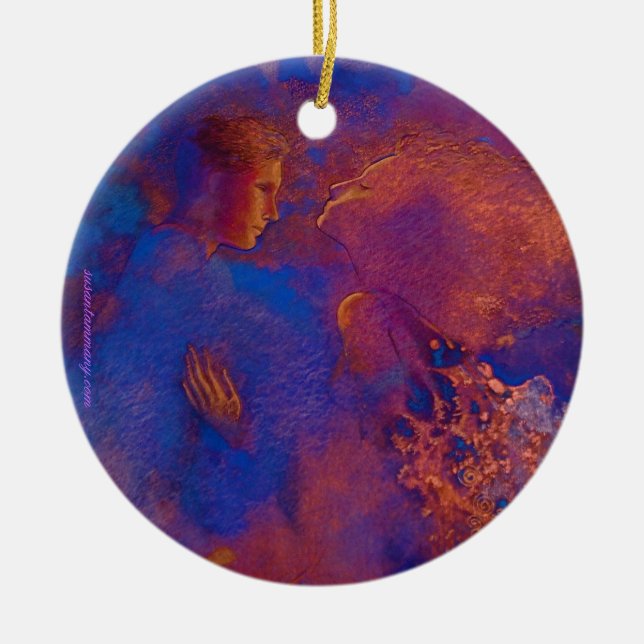 Ornamento De Cerâmica Pendente poético dos amantes (Frente)