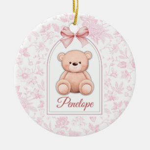 Ornamento De Cerâmica Penelope   Design de Enfermeiro de Urso Rosa Perso