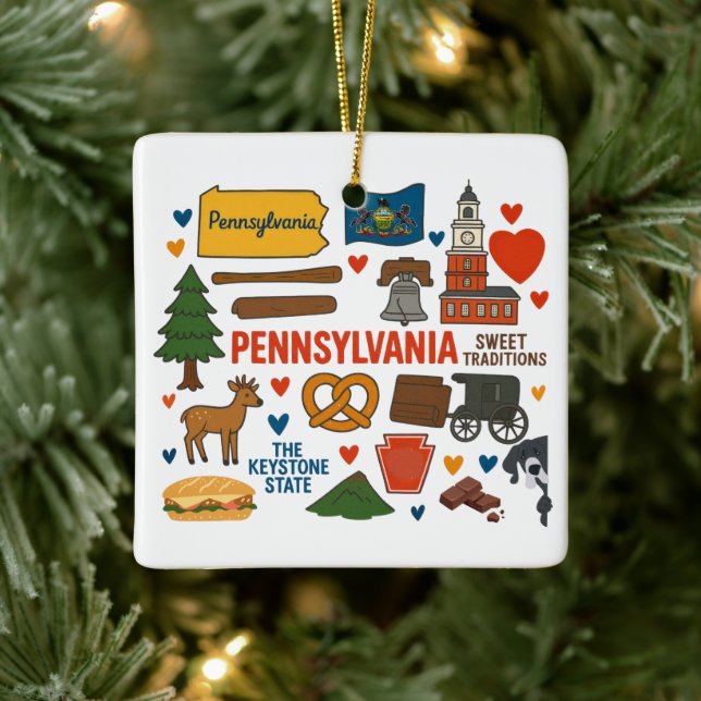 Ornamento De Cerâmica Pennsylvania Custom Family Trip Christmas (Árvore)
