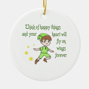 ORNAMENTO DE CERÂMICA PENSE EM COISAS FELIZES