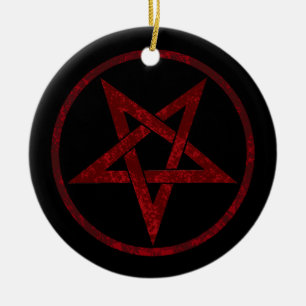 Ornamento De Cerâmica Pentagrama do diabo vermelho