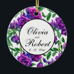 Ornamento De Cerâmica Pentes de cor-de-água magenta magenta roxa românti<br><div class="desc">Pentes de cor-de-água magenta magenta roxa romântica. Perfeito para primavera, verão ou eventos de outono. Belo trabalho de arte de cor de água de roxo para ocasiões de campo, boho, jardim e tema floral. Para começar a alterar nomes e detalhes do evento, clique em "Personalizar este modelo" e edite o...</div>