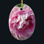 Ornamento De Cerâmica Peões cor-de-rosa-rosa, elegantes e românticos<br><div class="desc">Romântica,  elegante,  gracioso Pêonias Rosa- foto floral de H Cooper</div>