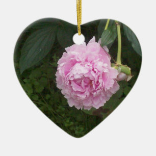 Ornamento De Cerâmica Peônias cor-de-rosa