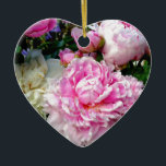 Ornamento De Cerâmica Pêonias florais brancas cor-de-rosa elegantes<br><div class="desc">Romântico elegante Pink e Brancos - foto do meu jardim - por H Cooper</div>