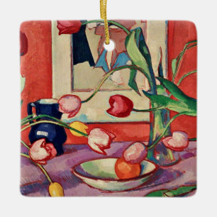 Ornamento De Cerâmica Peploe - Tulipas, O Jugo Azul