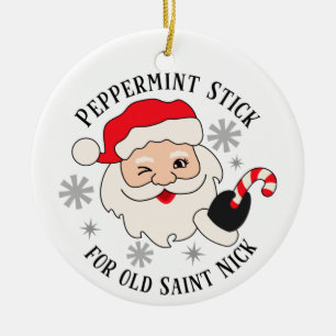 Ornamento De Cerâmica Peppermint Stick for Old Santo Nick