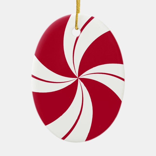 Ornamento De Cerâmica Peppermint Swirl Stripe Candy (Frente)