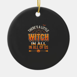 Ornamento De Cerâmica Pequena Bruxa Tipografia de Halloween Witch Design