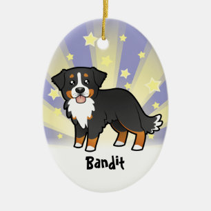 Ornamento De Cerâmica Pequena Estrela Cão de Montanha de Berna