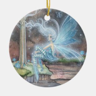 Ornamento De Cerâmica Pequena Feira Magia Azul Fantasia