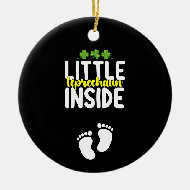 Ornamento De Cerâmica Pequena Gravidez com Dentro de Leprechaun Mãe (Frente)