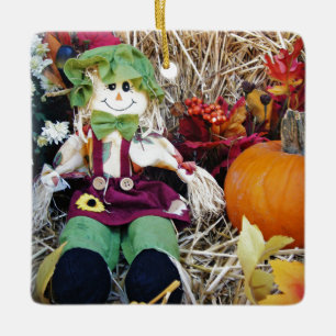 Ornamento De Cerâmica Pequena Miss Scarecrow Cerâmica Ornament