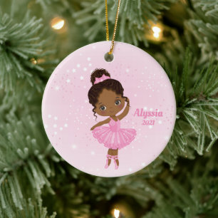 Ornamento De Cerâmica Pequena Ornação Ronda de Ballerina Afro-American