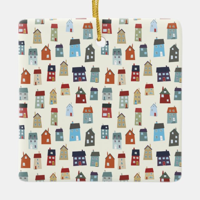 ORNAMENTO DE CERÂMICA PEQUENAS CASAS (Frente)