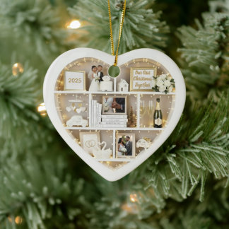 Ornamento De Cerâmica Pequenas Prateleiras Casados Primeiro Natal Juntos
