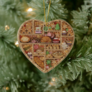 Ornamento De Cerâmica Pequenas Prateleiras: edição de Comida de Natal im