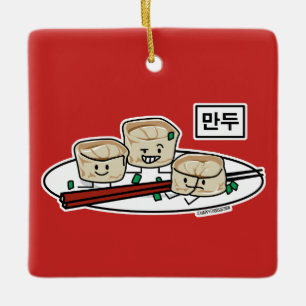 Ornamento De Cerâmica Pequeno almoço coreano hangul do dim sum da