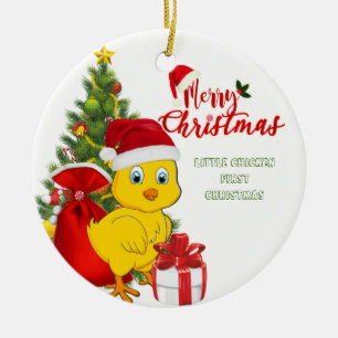 Ornamento De Cerâmica Pequeno Bebê Chicken Natal
