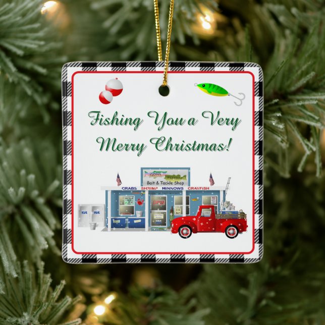 Ornamento De Cerâmica Pequeno Caminhão Vermelho com Compro de Tackers de (Árvore)