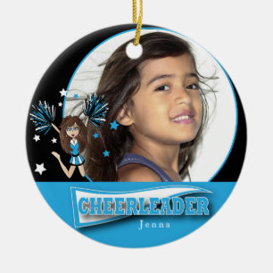 Ornamento De Cerâmica Pequeno Cheerleader - Foto indecente - Azul bebê