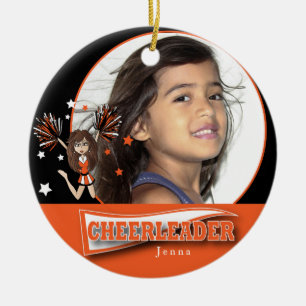 Ornamento De Cerâmica Pequeno Cheerleader - Foto indecente - laranja