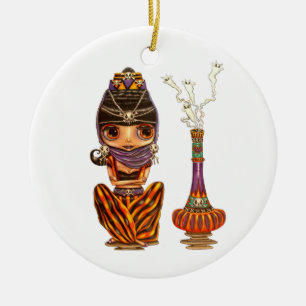 Ornamento De Cerâmica Pequeno Gótico Belly Dançarino Grande Olhos Bonito