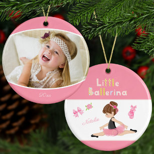Ornamento De Cerâmica Pequeno nome do Balé Ballerina e Natal da Foto
