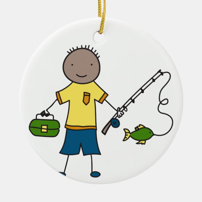 Ornamento De Cerâmica Pequeno Pescador (Frente)