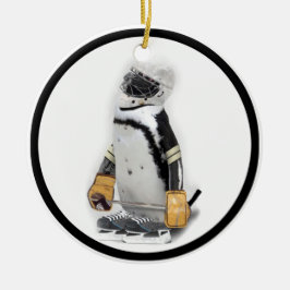 Ornamento De Cerâmica Pequeno Pinguim Vestindo Hockey Gear